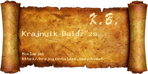 Krajnyik Balázs névjegykártya